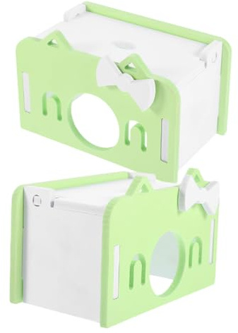 Toddmomy Casa para Hámster Grande Verde de Plástico, 2 Piezas, Escondite Resistente para Roedores Pequeños, Suministros para Mascotas, Juguete y Refugio para Jaulas de Hámsteres