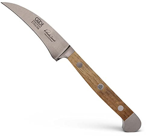 GÜDE Solingen - Schälmesser geschmiedet, 6 cm, Fasseichenholz, ALPHA FASSEICHE, Tourniermesser, Doppelkropf, Handmade Germany