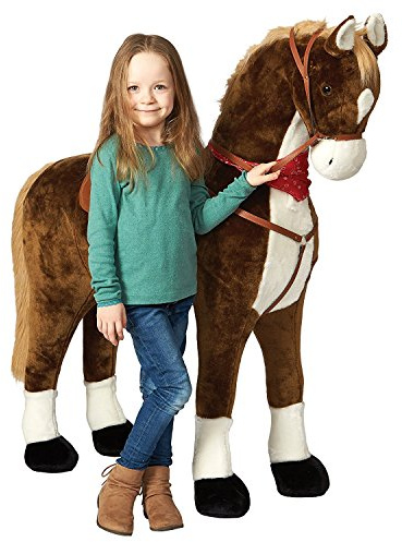 Pink Papaya Giant XXL Kinder Spielpferd zum Reiten Max 125 cm | Plüschpferd | Fast lebensgroßes Pferd zum Reiten für Kinder | Stehpferd bis 100kg belastbar mit Sounds