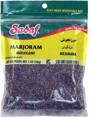Sadaf Marjoram Leaves - Marjoram Spice for Cooking and Food Seasoning - Mejorana - Ideal for Italian and Greek dishes - Kosher - 1 Oz Resealable Bag
