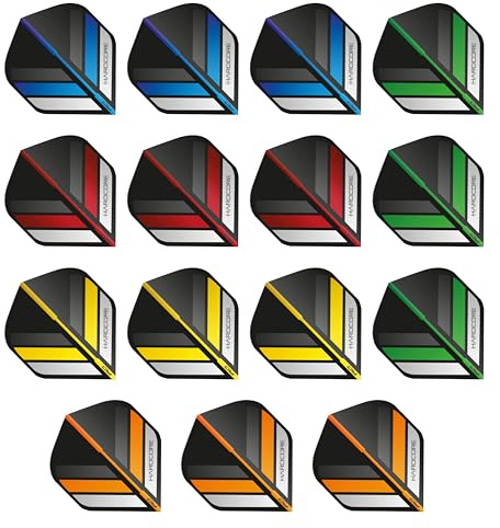 RED DRAGON Hardcore Stripes Selection Pack Extra Thick Standard Dart Flights - 5 Sets Per Pack (15 Dart Flights in Total)
