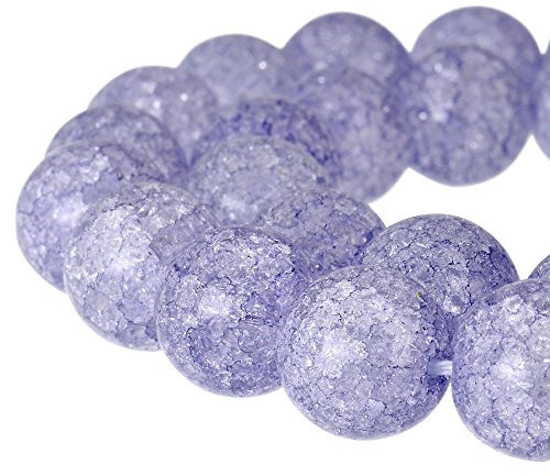 RUBYCA Round Crackle Druk Czech Crystal Pressed Glass Beads for Jewellery Making 6mm Strand Purple