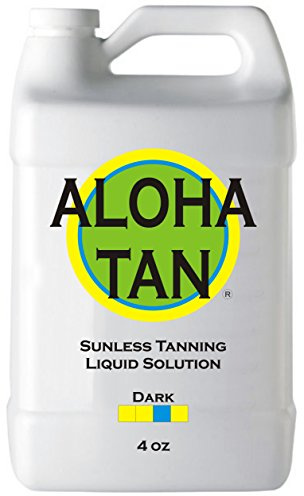 ALOHA TAN - DARK - Spray Tan Solution - 4 oz - Sunless Self Tanning Liquid for Airbrush or HVLP System + INCLUDES: Applicator Mitt, Application Gloves and Best Fake Tanner Lotion Mousse Sample