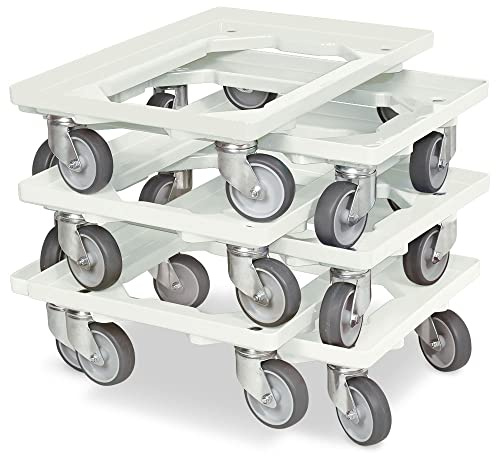 BRB 6X Logistikroller/Transportroller für Kisten 600x400 mm, Tragkraft 250 kg (weiß)