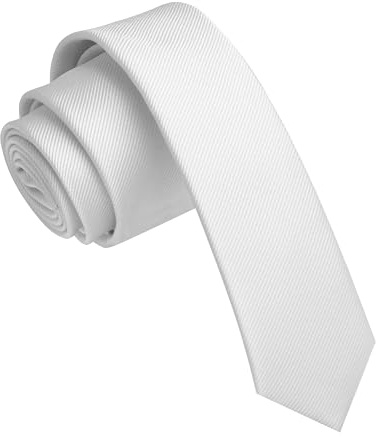 JEMYGINS 4 cm lange schmale Krawatte für Herren (4 cm), weiß, general