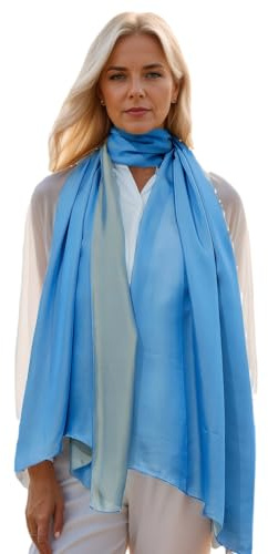 Prettystern 200cm X 70cm 2-farbige Crepe Satin 100% Seide Seidentaft Abendmode Damen-schal