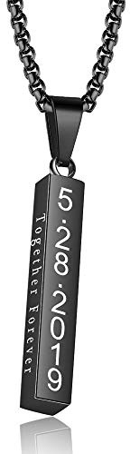 DaMei Collar de Mujer Hombre Personalizado con Nombre Collares de Hombre Personalizables Acero Inoxidable con Nombre de Pareja Grabada con Cadena de 22 (58 cm)(Rosa/Plata/Negro) (Black #1)