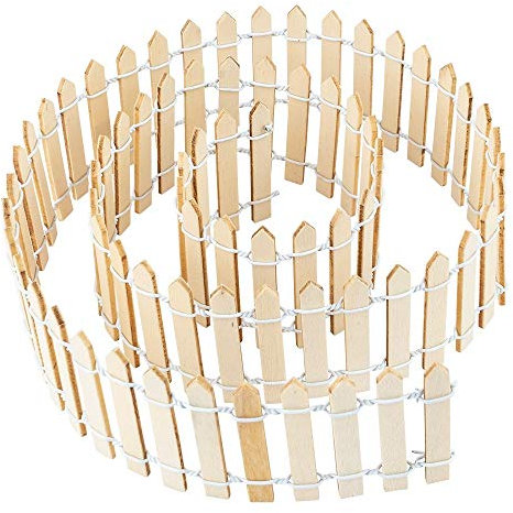 Ideen mit Herz Mini Valla de Madera, 90 cm de Largo, Recortable, Valla pequeña para Manualidades y decoración, modelismo, casa de muñecas, terrario, jardín, Maceta (Diseño 2, 5 cm de Alto, Natural)