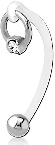 viva-adorno Intimpiercing KVV Christina Bioflex Piercing Banane Kristall Klar BCR Ring Anhänger Bauchnabelpiercing Z550bcr