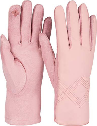 styleBREAKER Guantes para damas con pantalla táctil con acolchado en zig-zag y forro polar, guantes de abrigo, invierno 09010033, color:Rosé