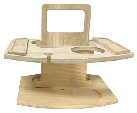 Tubayia Wooden Picnic Table with Glass Holder Wine Bottle Holder Camping Table Portable Removable Wine Table
