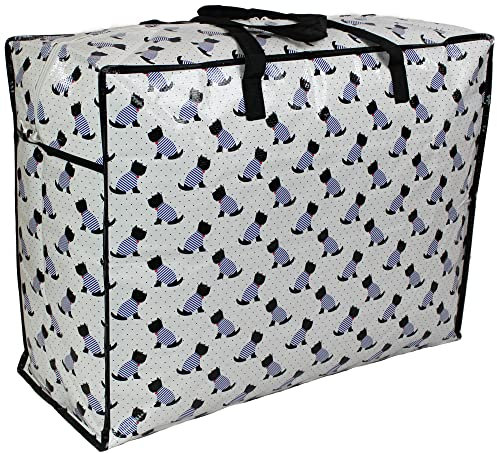 Storage Bags Water & Dust Resistant. Double zipped storage bags for toys, laundry, bedding. Underbed Wardrobe Space Saver Scotty Scottie dogs print (65 ltr)