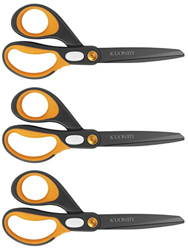 KUONIIY Scissors 8 Inch Ultra Sharp Titanium Coating Blades Soft Comfort-Grip Handles Multi-Purpose Scissors Set of 3