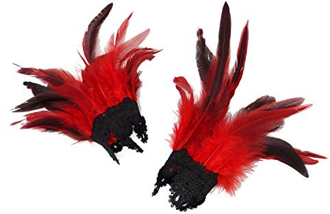 keland fjäder manschetter fjäderarmband för spel party halloween kostym (röd)