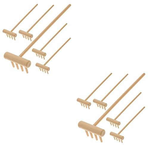 Warmhm 12 Pcs Râteau À Sable Mini Râteau Décor De Table Outils Miniatures Mini Bouddha De Jardin Mini Râteaux De Jardin Plastique Jaune Micro Râteaux pour Table Mini Râteaux