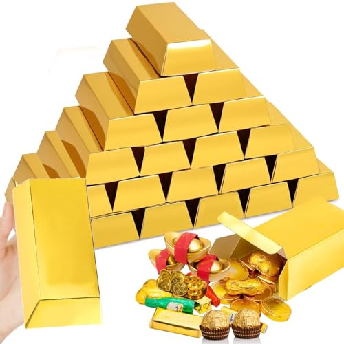 Zasiene Goldbarren-Box 24 Stück Süßigkeiten Geschenkbox in Gold
