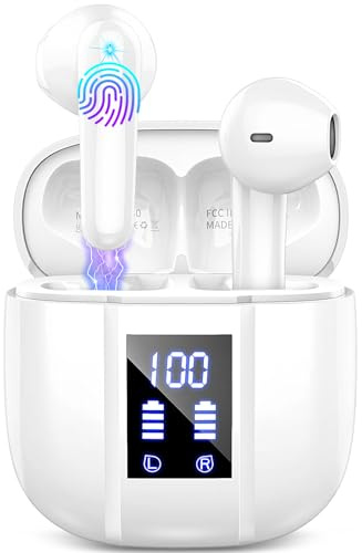 Cuffie Bluetooth, Auricolari Bluetooth 5.3 con 4 HD Mic, 48Ore Stereo HiFi Cuffie Wireless in Ear, 3g Ultra Leggero/IP7 Impermeabili, Cuffiette Bluetooth Senza Fili per Android (Seconda Generazione)