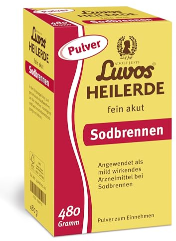 Luvos Heilerde fein akut - mild wirkendes Arzneimittel bei Sodbrennen, wirkt sofort & anhaltend, lindert Schmerzen, bindet überschüssige Magensäure, schützt Magen und Speiseröhre, 480 g Pulver