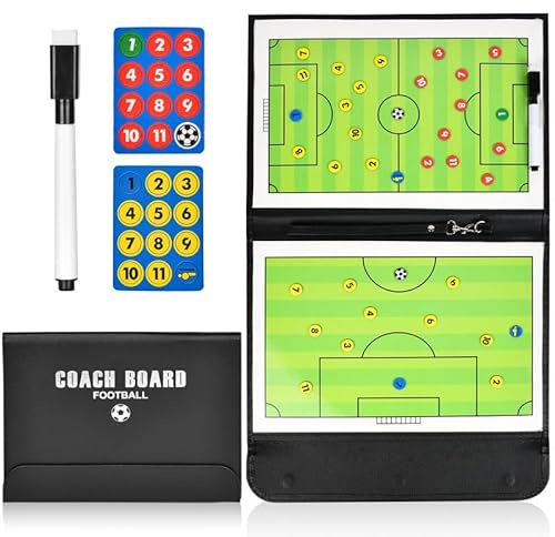 flintronic Taktiktafel Fußball Basketball, Fußball Taktiktafel Klappbar Trainermappe, Fußball Taktikmappe, Basketball Coach Board mit Magneten, Faltbares Taktikboard Fussball Basketball mit Marker