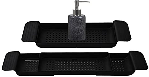 Ahuuen Bath Rack Trays | Expandable Drain Bath Shelf | Over The Tub Storage Tray | Bathroom Rack Shelf Retractable | Bathroom Accessories Board | Storage Rack For Candle Towel, Book, Wine, Phone