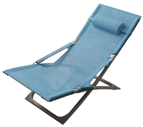 GIZNXBA Klappstühle Camping Gartenstühle Stapelbar Terrassenstühle Klappbar Stapelbarer Esszimmerstuhl Aus Metall Mit Verstellbarer Rückenlehne, Terrassenmöbel Für Rasen Und Hof (Color : /Blue B)