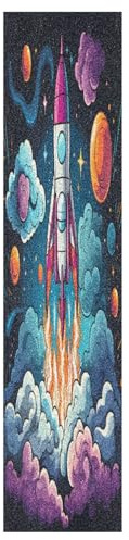 KAAVIYO Cartoon-Kunst-Feuerrakete Skateboard Griptape Rutschfest Selbstklebend Longboard Griptapes Aufkleber Griffband 9x33in,44x10in(1pcs)