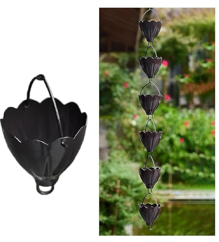 SFQEVHRZ Rain Chain，Regenkette für Fallrohre， Metall-Wasserableitung for Dachrinnenentwässerung/Regenrinne, verstellbare Regenfängerkette for Blumen, Fallrohrkette for Gartendekoration(2.4 m (7.8ft))