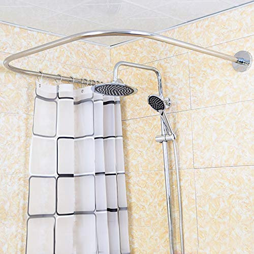 Soporte para cortina de ducha en forma de U, barra de ducha extensible, barra telescópica extensible, 80-130 cm, barra de ducha de acero inoxidable, barra de arco universal para bañera y ducha, color
