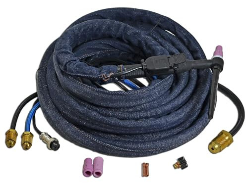 RIVERWELD WP-20F WP20F-25 WIG-Schweißbrenner komplett mit flexiblem Kopf, wassergekühlt, 200 A, 7,6 m (Miller-Stecker)