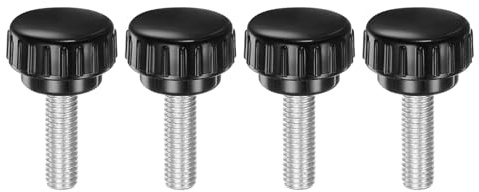 QUARKZMAN 4Pcs Boutons de Serrage Moletés à Filetage Mâle Métrique M8 x 25 mm, Vis à Oreilles de Type 30 mm, Tête Ronde en Plastique, Boulon à Main Fileté, Noir