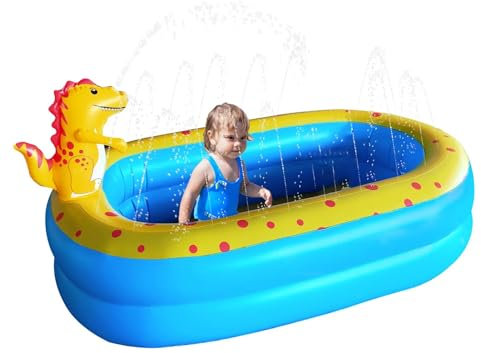 Petite piscine gonflable, piscine gonflable pour dinosaures - Jeux aquatiques pour la natation en plein air - Piscine avec irrigateur de dinosaure hautement élastique et résistante à l'usure avec