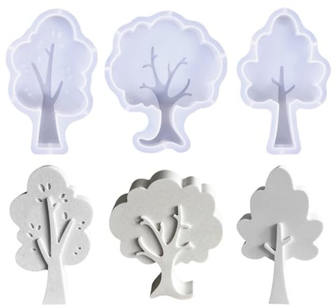 Silikonformen Gießformen Baum Kerzenformen, 3D Silikonform Zum Gießen Baumförmig, Gips Kerzen Giessformen (3 Stück)