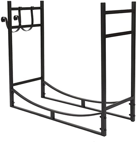 Scaffale per legna da ardere per caminetto esterno, 83 cm, in ferro, supporto per legna da ardere e mensola