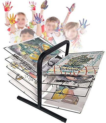 Kunst-Trockenständer für Kinder, Schreibtisch, A3/A4, Papierregale, solide Metallkonstruktion, langlebig, für Heimstudio, 10 Etagen