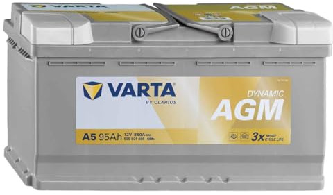 VARTA Automotive DYNAMIC AGM (A5) 12V 95Ah 850A - Batteria auto al piombo-acido per sistemi start-stop e xEV - Batteria di avviamento per fabbisogno energetico più elevato - senza manutenzione