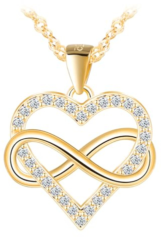 MOOFUN oändlighet hjärta hänge kedja halsband damer flickor silver 925 med zirkon infinity kärlekskedja för mamma fru flickvän kvinnor halsband smycken födelsedagar alla hjärtans dag mors dag gåva