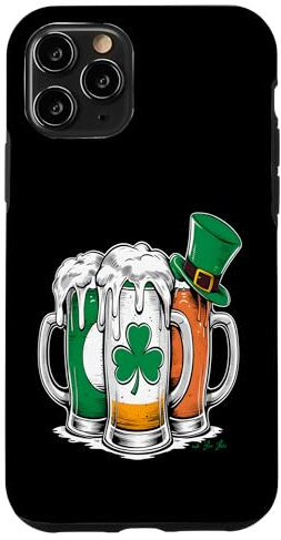 Coque pour iPhone 11 Pro Chope à bière Saint Patrick Trèfle irlandais