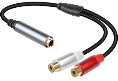 GELRHONR Câble séparateur adaptateur RCA vers 1/4 femelle, câble audio femelle 6,35 mm vers double RCA femelle pour amplificateur, microphone, téléviseur et plus 30 cm (1 femelle à 2 femelle)