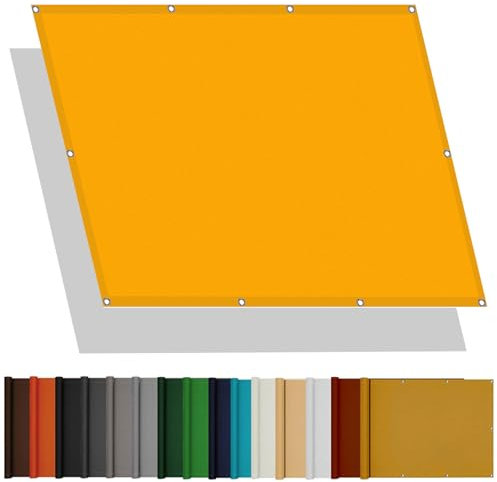 Vela Ombreggiante Impermeabile 4.4 x 4.6 m Pes Poliéster, Antivento, Protezione UV Malla Sombreo Toldo con Occhielli, Fune per Balcone Giardino, Oro