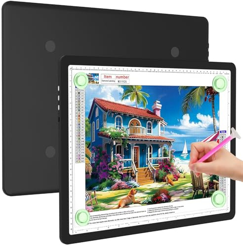Elice Tableau lumineux magnétique A3 pour peinture diamant, boîte lumineuse LED ultra fine avec boutons latéraux, tampon lumineux super lumineux, table lumineuse pour dessin, croquis, désherbage en