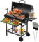 TEENO Barbecue Charbon de Bois,avec Grille de Cuisson XXL,Gants Anti-BrûLures, ThermomèTre,Tiroir à Cendres, éVent RéGlable,Grand Barbecue au Charbon de Bois(Upgraded (with Chicken Grill))