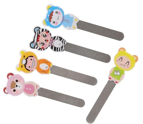 VALICLUD 5stücke Feilen-set aus Edelstahl mit Cartoon-motiven Doppelseitig für Fingernägel und Zehennägel Nagelpolierfeilen für Maniküre und Pediküre Schleiffeilen für Nagelmodifikation