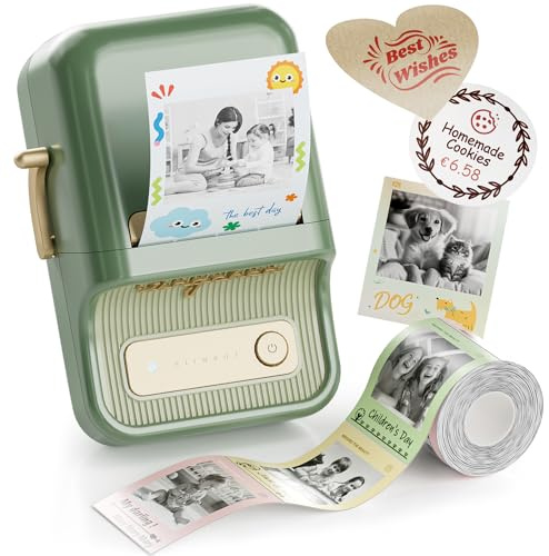 NIIMBOT Etikettendrucker B21 Pro, 300dpi Selbstklebendes Etikettiergerät Bluetooth Beschriftungsgerät Label Printer Fotodrucker für Lernen, Studiennotizen, Bilderdruck, Scrapbooking, Kieferngrün