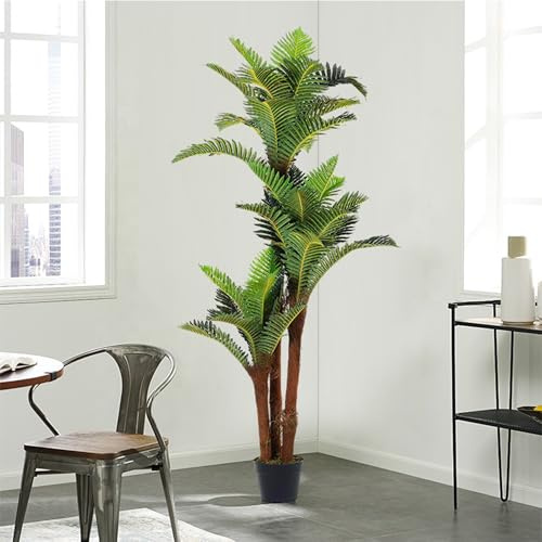FUKEA 5FT/150CM Artificial Plants Outdoor UV Resistant Artificial Phoenix Fern Tree with Adjustable Branch Fake Palm Tree for Indoor Garden Decorative