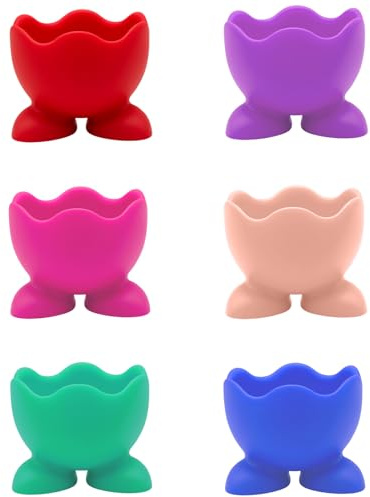 6 Egg Cups, Silicone Egg Holder Set for Kitchen, Colorful Boiled Egg Stands, Decorative Table Setting for Breakfast, Gift for Home Cooks