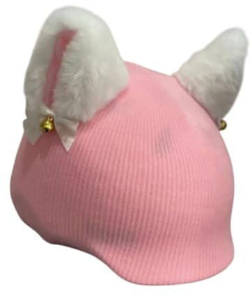 Copri casco da sci con orecchie da gatto, per attività all'aperto, divertente, casual, accessori per caschi da 55 cm a 62 cm, colore: bianco e rosa