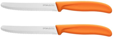 OPOLIA Paring Knife for Vegetable and Fruit,2-Piece,Serrated,10cm,Orange | Tomato Knives,Table Knife,Kitchen Knives,Dinner Knife,Utility Knife,Breakfast Knife,Bread Knife,Dishwasher Safe,Stainless Ste