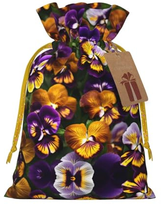Pansy Perfection Print Reusable Gift Bags,Drawstring Gift Bags For Jewelry And Gifts,For Festive Occasions