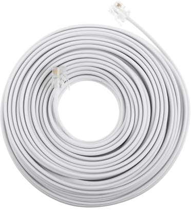 SOIMISS Cavo Di Prolunga Telefonica Rj11 6p4c 20m Bianco Accoppiatore Per Telefono, Fax e Modem, Schermato Per Segnale Chiaro e Installazione Semplice Per Uso Domestico e Ufficio