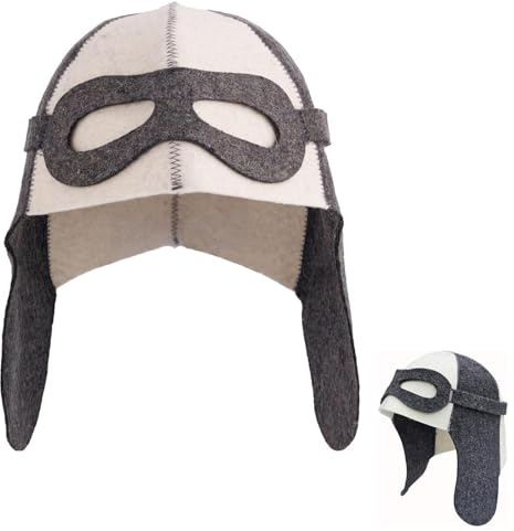 Pilot-Flieger Perfekte Saunamütze, Saunahut Herren Aus 100% Filz, Schutz Für Kopf Und Haare in Der Sauna, Stylisches Saunazubehör Für Damen Und Herren